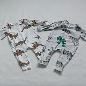 Infant Gray and‎ White Romper Set 2 Piece 6 Mns